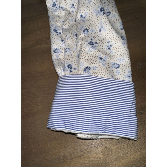 Chaps By Ralph Lauren Women's Shirt Button Up White Blue Floral Polka Dot Sz L - Picture 11 of 11